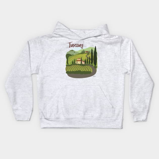 Tuscan Vineyard Kids Hoodie by PatrickScullin